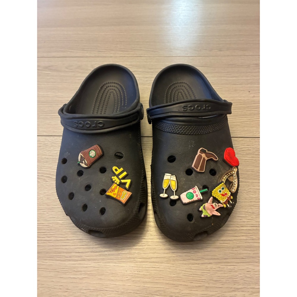 Crocs Classic Clogs Black Womens 8 Mens 6 With SpongeBob sold not available